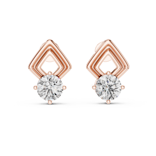 Rhombic Shine Drop Earrings with Round Diamond