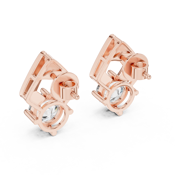 Rhombic Shine Drop Earrings with Round Diamond