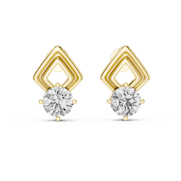 Rhombic Shine Drop Earrings with Round Diamond