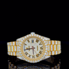 Rolex Twon Tone Oyster Belt With Roman Dial Moissanite Diamond Watch