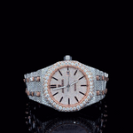 AP Rose Gold Two Tone With Stick Dial Moissanite Diamond Watch
