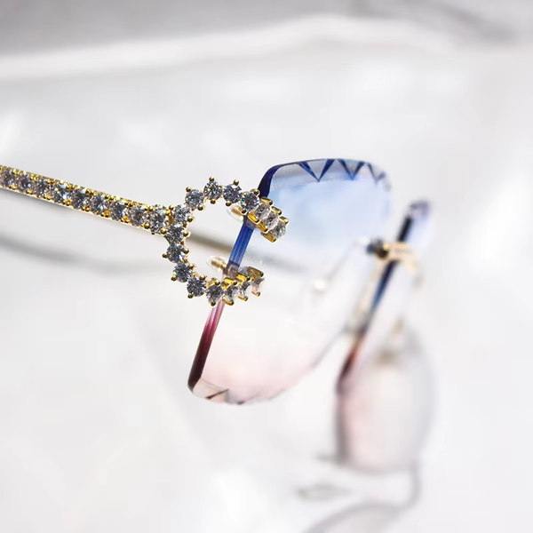 Pass Diamond Tester Luxury Glasses Stainless Steel Handmade Setting VVS Moissanite Diamond Iced Out Sunglasses for Men Women