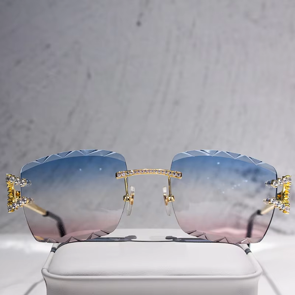 Pass Diamond Tester Luxury Glasses Stainless Steel Handmade Setting VVS Moissanite Diamond Iced Out Sunglasses for Men Women