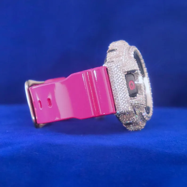 G-Shock With Full White Case Moissanite Diamond Watch