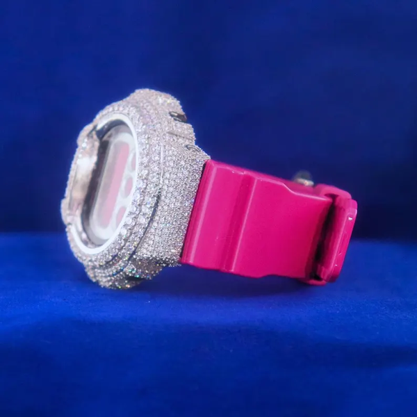 G-Shock With Full White Case Moissanite Diamond Watch