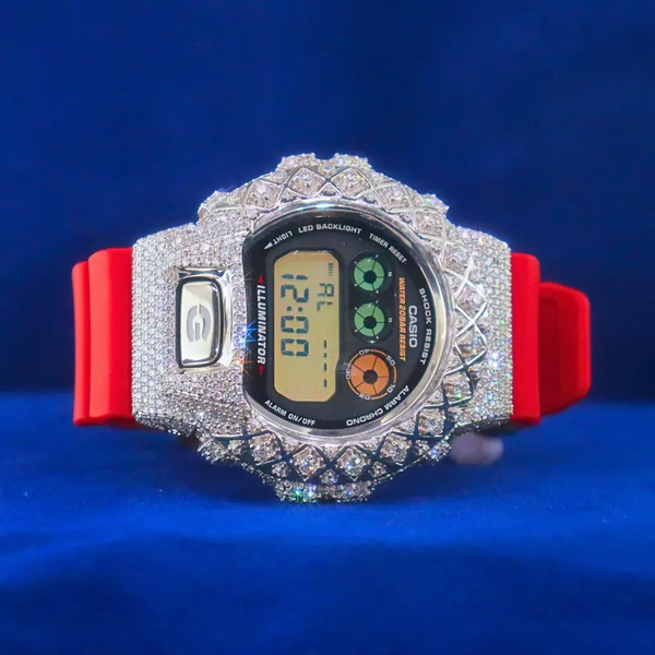 G-Shock With Full White Unique Case Moissanite Diamond Watch