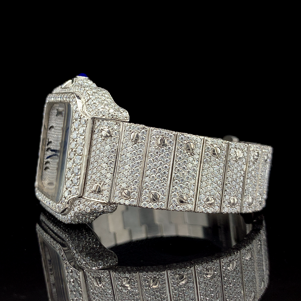 Cartier Silver with Arabic Dial Diamond Watch
