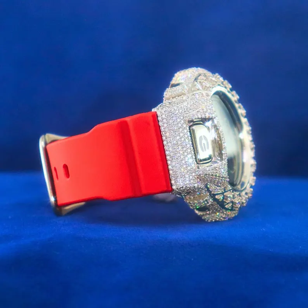 G-Shock With Full White Unique Case Moissanite Diamond Watch