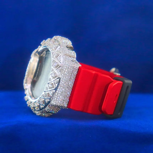 G-Shock With Full White Unique Case Moissanite Diamond Watch