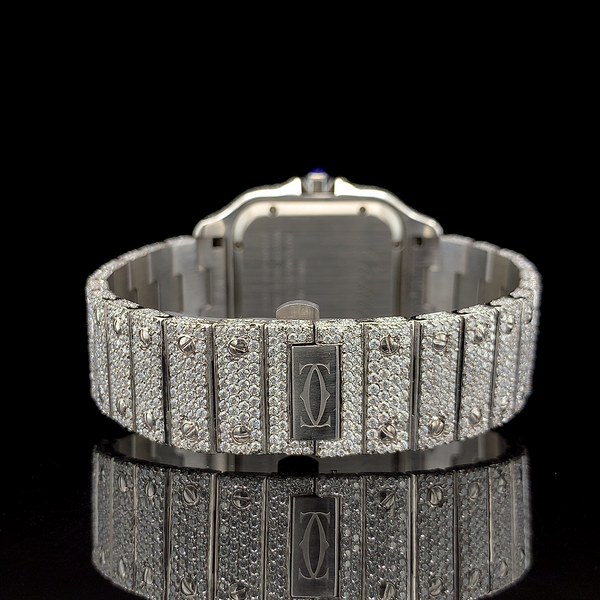 Cartier Silver with Arabic Dial Diamond Watch
