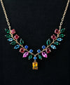 Multi Colour Floral WIth Pear, Emerald, Marquies and Round Colour Moissanite Neckless