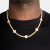 Moissanite Clover Prong Cuban Chain Gold