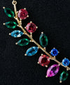 Multi Colour Floral WIth Pear, Emerald, Marquies and Round Colour Moissanite Neckless