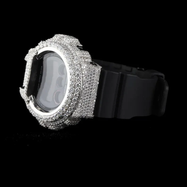 G-Shock With Full White Case Moissanite Diamond Watch