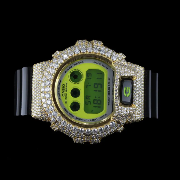 G-Shock With Full Yellow Case Moissanite Diamond Watch