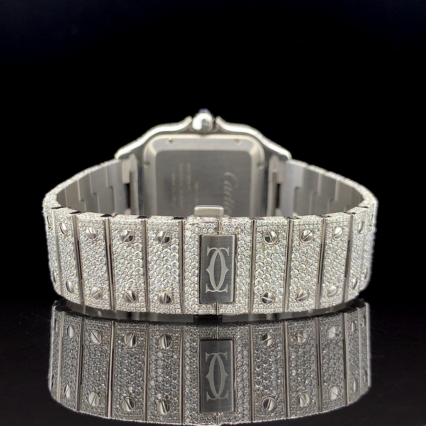 Cartier Silver with Roman Dial Diamond Watch