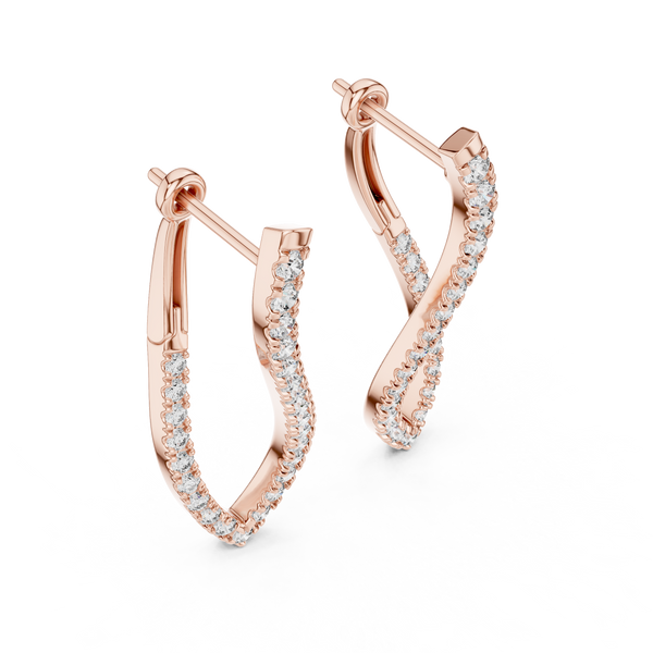 Curve Earring With Round Diamond