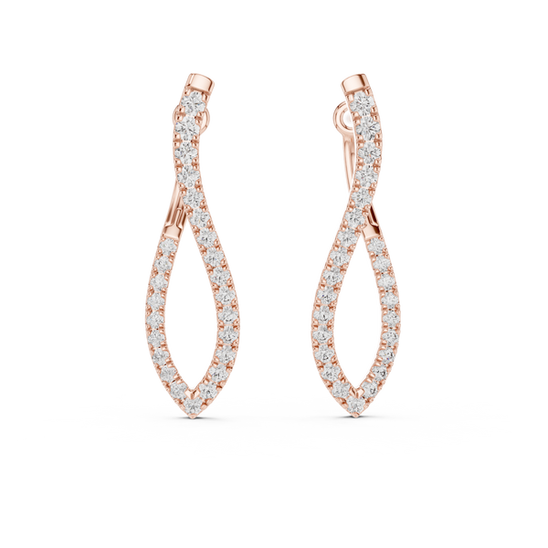Curve Earring With Round Diamond