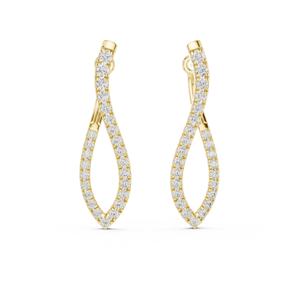 Curve Earring With Round Diamond