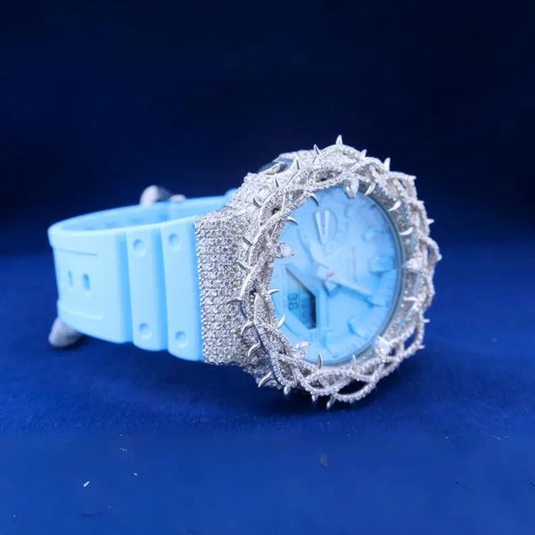 G-Shock With Full White Thrones Moissanite Diamond Watch