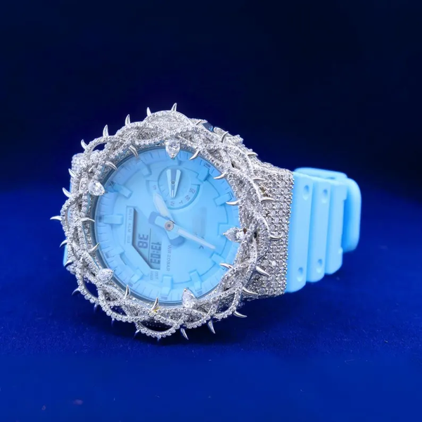 G-Shock With Full White Thrones Moissanite Diamond Watch