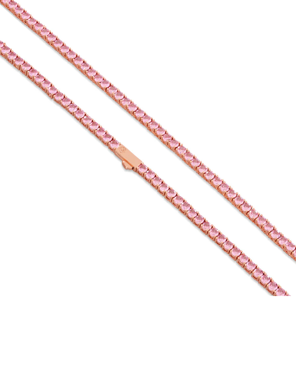 Tennis Chain withPink Round VVS Diamond Chain