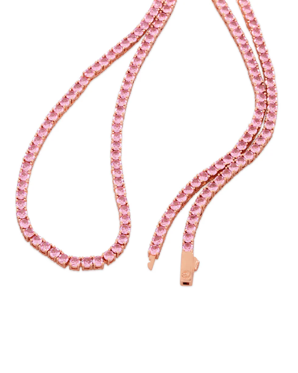 Tennis Chain withPink Round VVS Diamond Chain