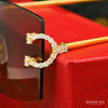 VVS Moissanite Diamond Rimless Sunglasses Iced Out Pass Diamond Tester Hip Hop Moissanite Glasses for Men Women