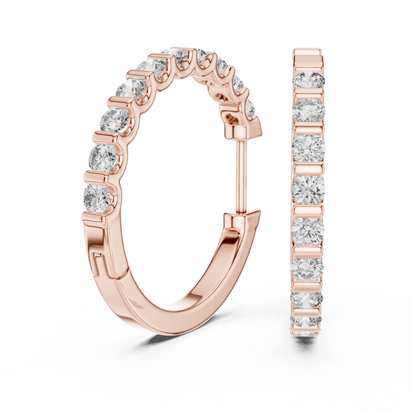 Round Hoop With Round Diamond Earring