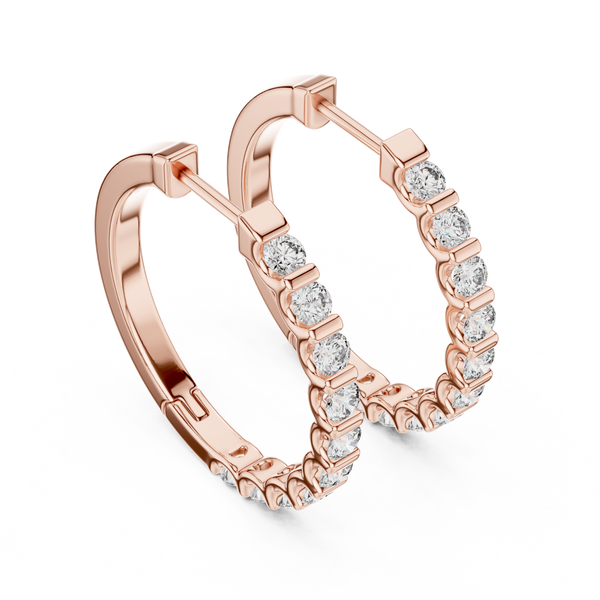 Round Hoop With Round Diamond Earring
