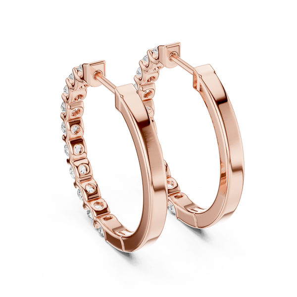 Round Hoop With Round Diamond Earring