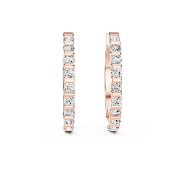 Round Hoop With Round Diamond Earring
