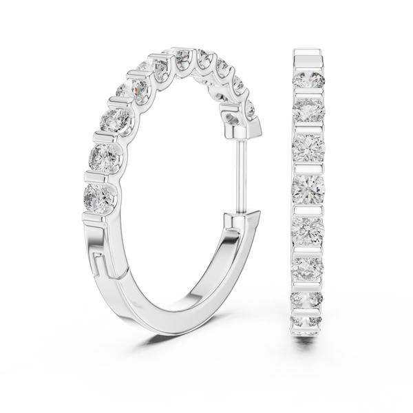 Round Hoop With Round Diamond Earring