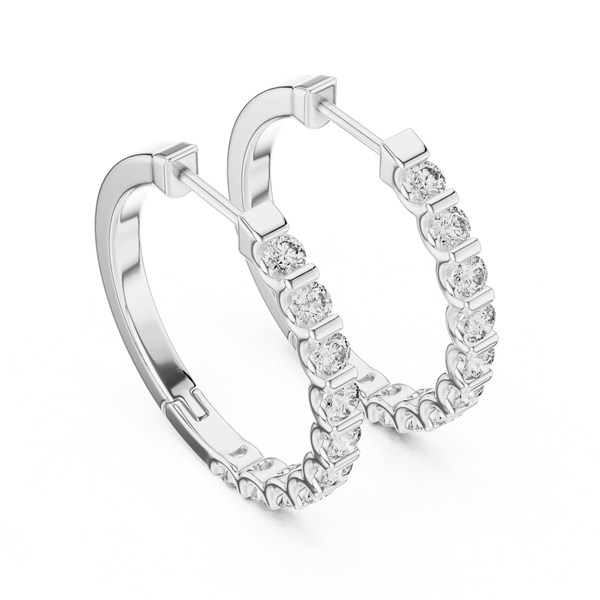 Round Hoop With Round Diamond Earring