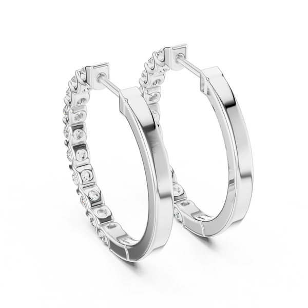 Round Hoop With Round Diamond Earring