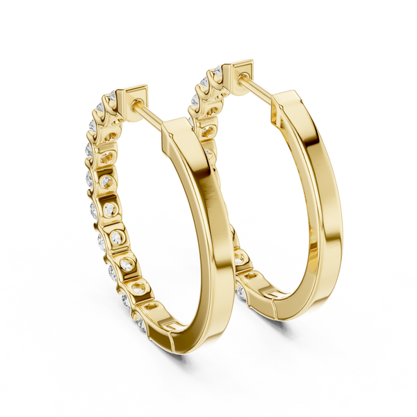 Round Hoop With Round Diamond Earring