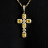 Canary Cluster Cross Pendant Gold