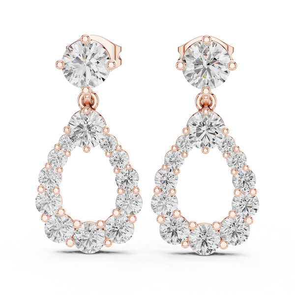 Drop Shap Round Diamond Earring
