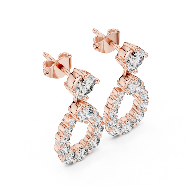 Drop Shap Round Diamond Earring