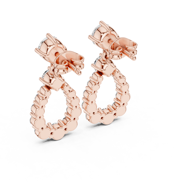 Drop Shap Round Diamond Earring