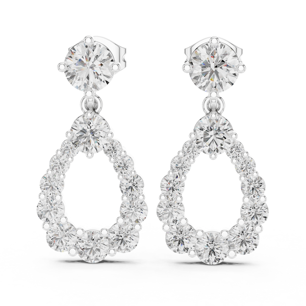 Drop Shap Round Diamond Earring