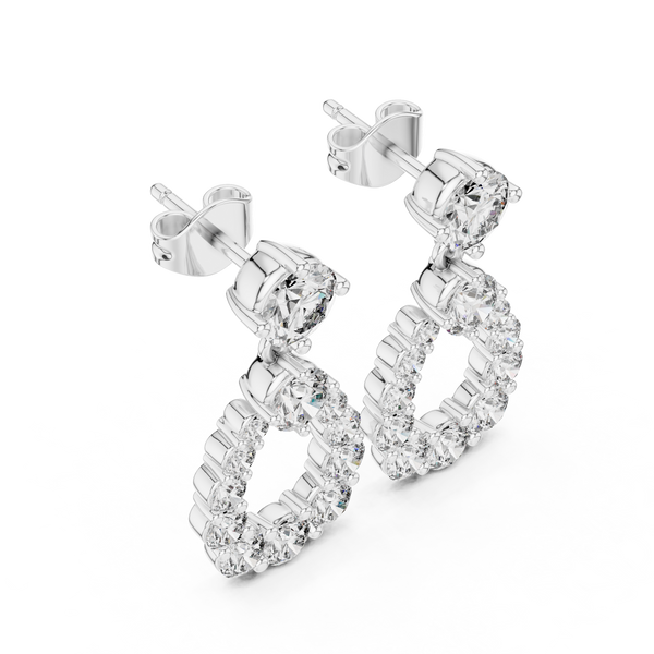 Drop Shap Round Diamond Earring