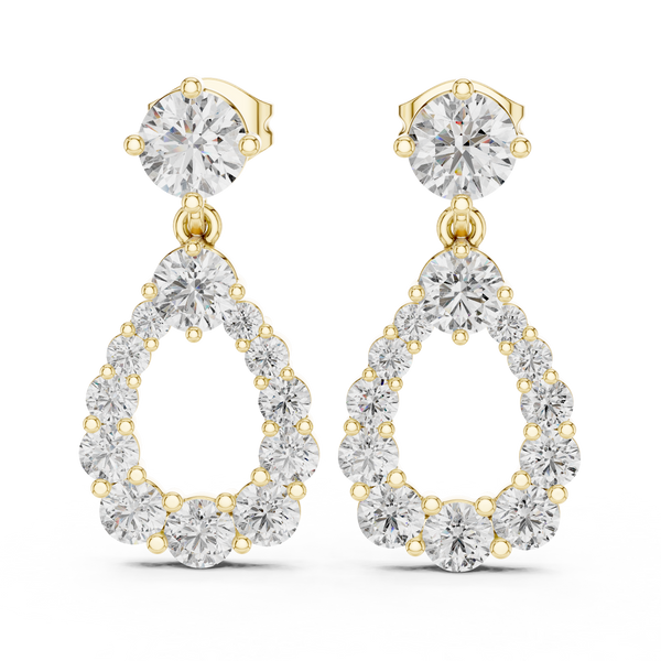 Drop Shap Round Diamond Earring