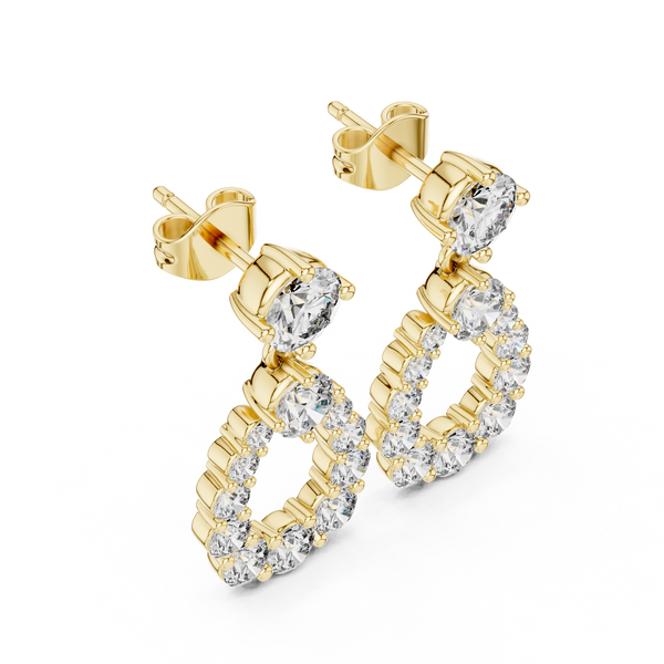 Drop Shap Round Diamond Earring