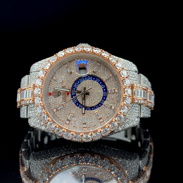 Rolex Rose Silver with Baguette Diamond Balt Watch