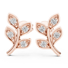 Leaf Earring with Round Diamond