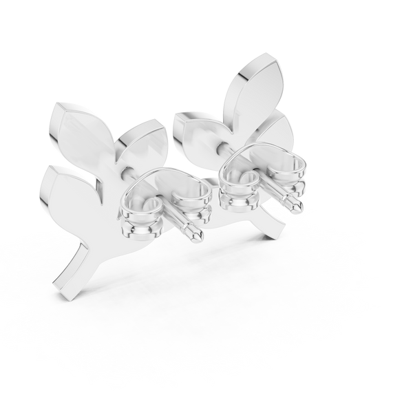 Leaf Earring with Round Diamond