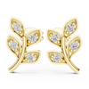 Leaf Earring with Round Diamond