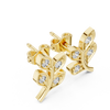 Leaf Earring with Round Diamond