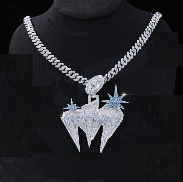 Custom latter with Star Moissanite Pendant